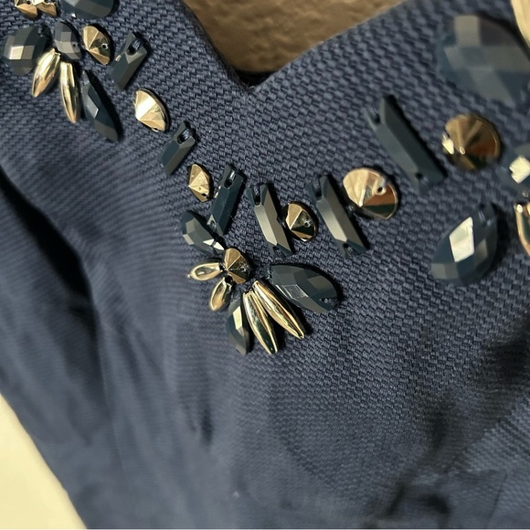 INC International Concepts Jeweled Cocktail, Semi Formal Navy Sheath Mini Dress - Picture 4 of 10